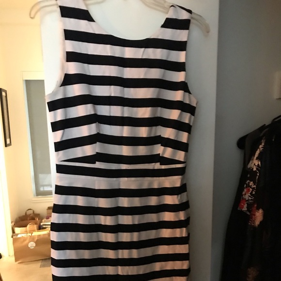 Banana Republic Navy & White Striped Fitted Dress - Picture 7 of 11